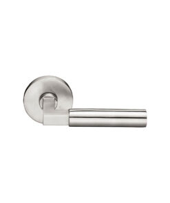 Emtek Hercules Brushed Stainless Steel Door Lever w/Disk Rosette, Shown In Brushed Stainless Steel