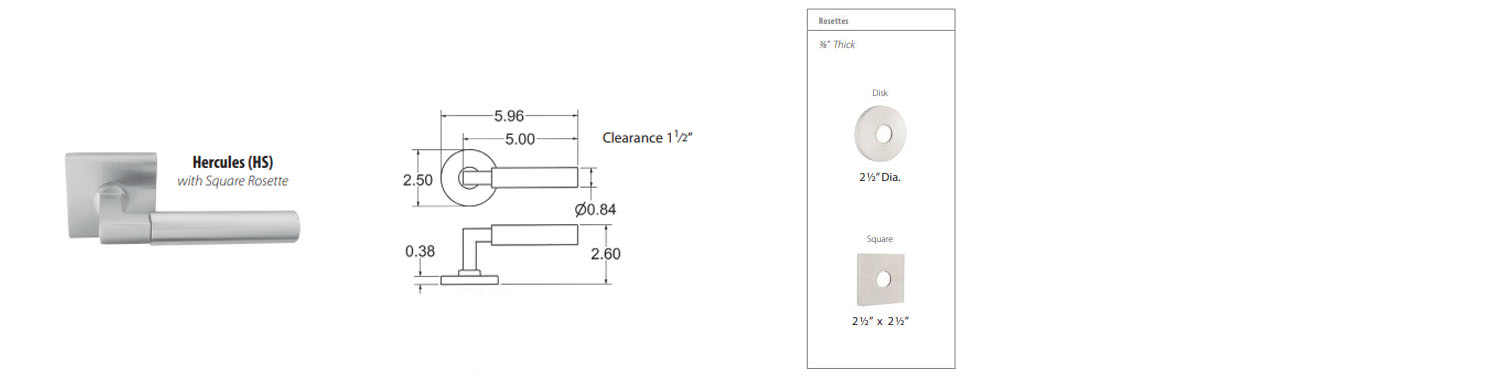 Emtek Hercules Brushed Stainless Steel Door Lever w/Disk Rosette, Shown In Brushed Stainless Steel - Image 3