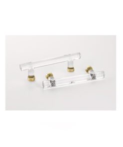 Emtek Hardware 86724, Crystal Bar Cabinet Pull, 4" C-C, Shown In Satin Brass & Unlacquered Brass Base Finishes