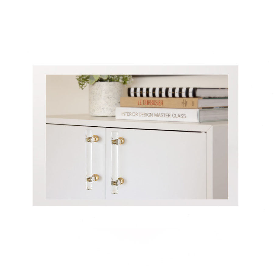 Emtek Hardware 86724, Crystal Bar Cabinet Pull, 4" C-C, Shown In Satin Brass & Unlacquered Brass Base Finishes - Image 4