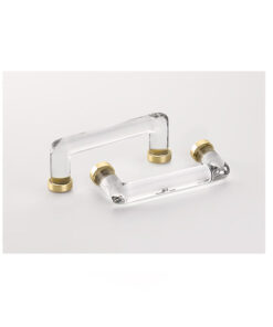Emtek Hardware 86725, Crystal Cabinet Pull, 4" C-C, Shown In Satin Brass & Unlacquered Brass Base Finishes