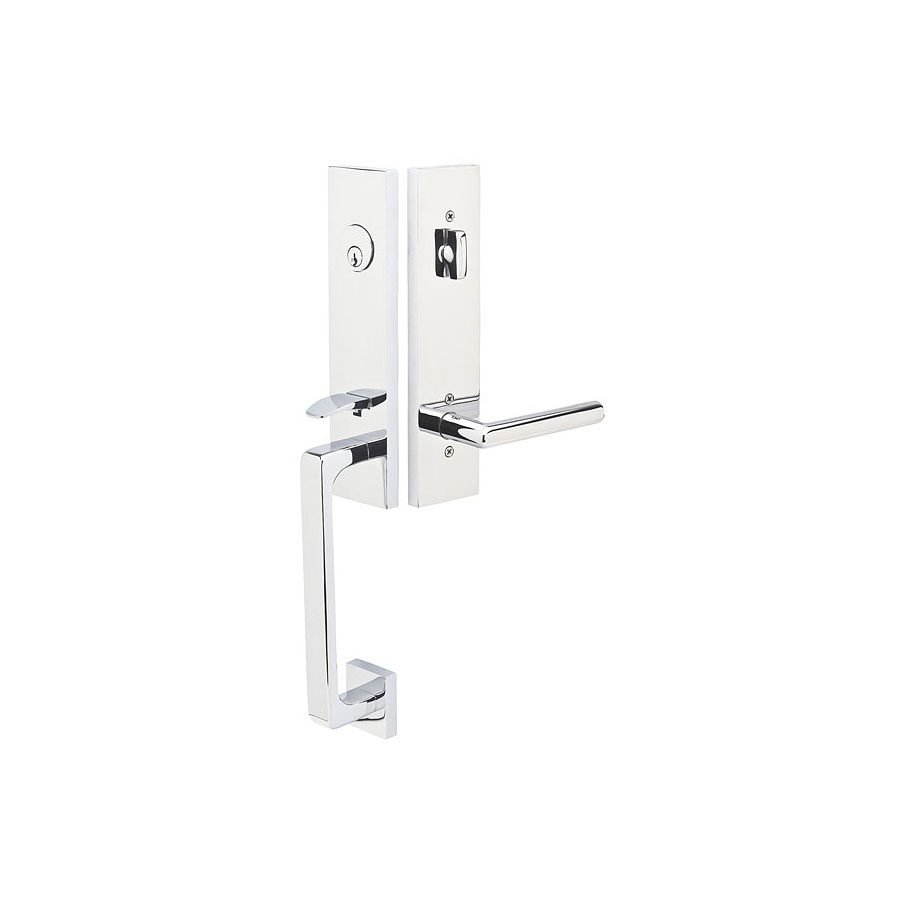 Emtek Hardware Davos Brass Tubular Entryset w/Stuttgart Lever Shown In Polished Chrome