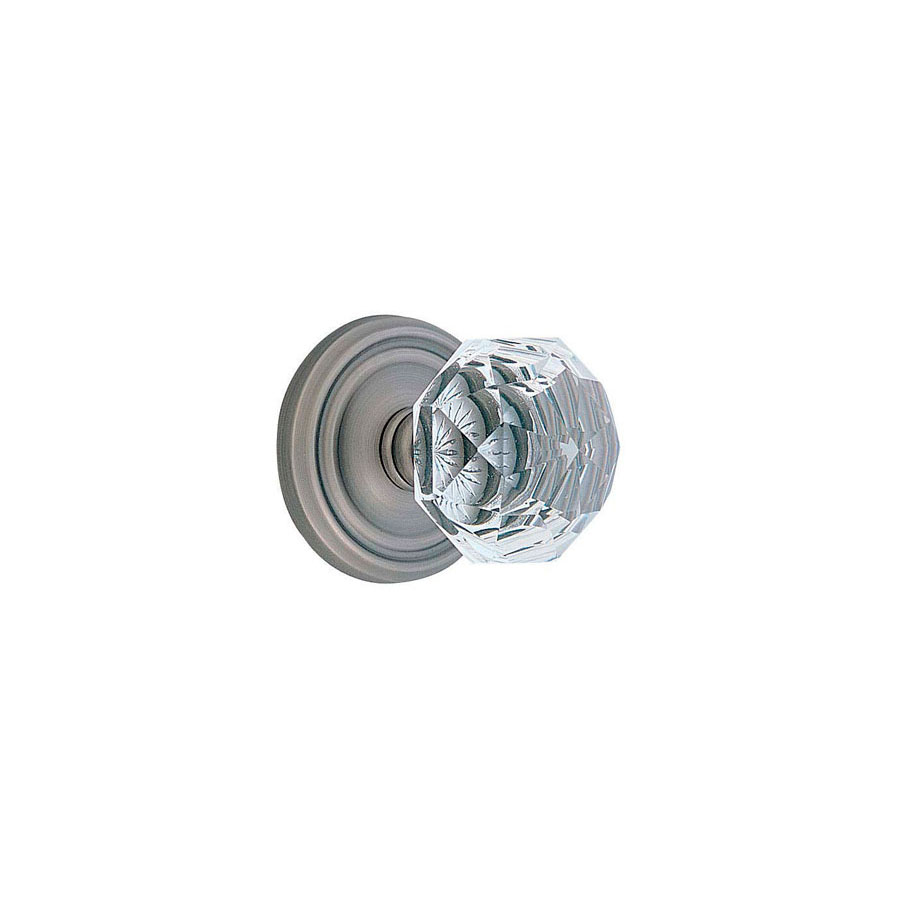 Emtek Hardware Diamond Crystal Clear Door Knob w/Regular Rosette, Shown In Pewter