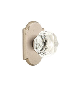 Emtek Hardware Bronze Diamond Crystal Door Knob w/#1 Rosette, Shown In Tumbled White Bronze