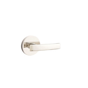 Emtek Geneva Brass Door Lever w/Disk Rosette, Shown in Polished Nickel