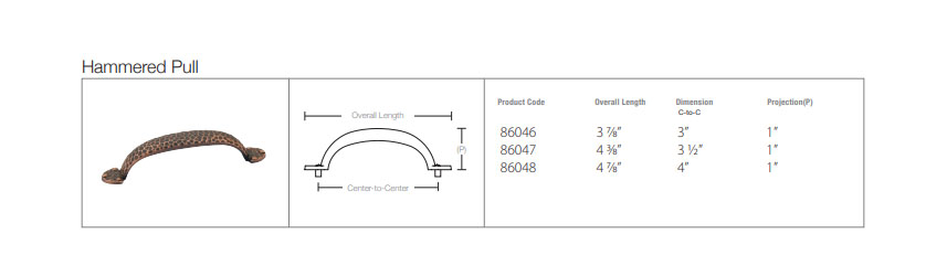 Emtek Hardware 86047, Hammered Cabinet Pull, 3-1/2" C-C, Shown In Oil Rubbed Bronze - Image 5