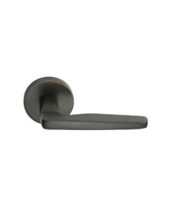 Emtek Hermes Brass Door Lever w/Round Rosette, Shown in Oil Rubbed Bronze