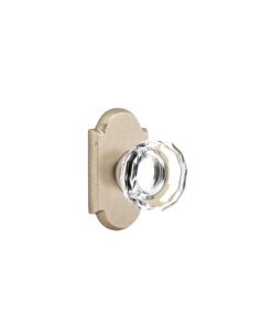 Emtek Hardware Bronze Lowell Crystal Clear Door Knob w/#1 Rosette, Shown In Tumbled White Bronze