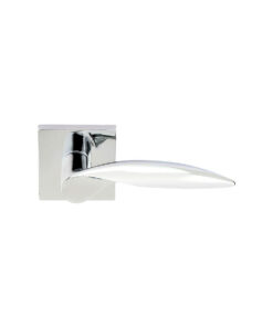 Emtek Mercury Brass Door Lever w/Square Rosette, Shown in Polished Chrome