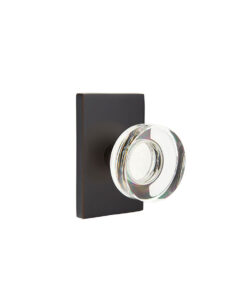 Emtek Modern Disc Crystal Door Knob w/Modern Rectangular Rosette, Shown In Oil Rubbed Bronze