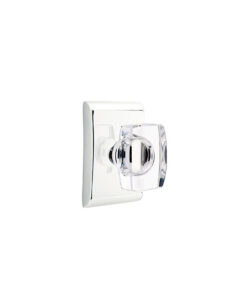 Alternative view of Emtek Windsor Crystal Door Knob Modern w/Modern Rosette, Shown In Satin Brass