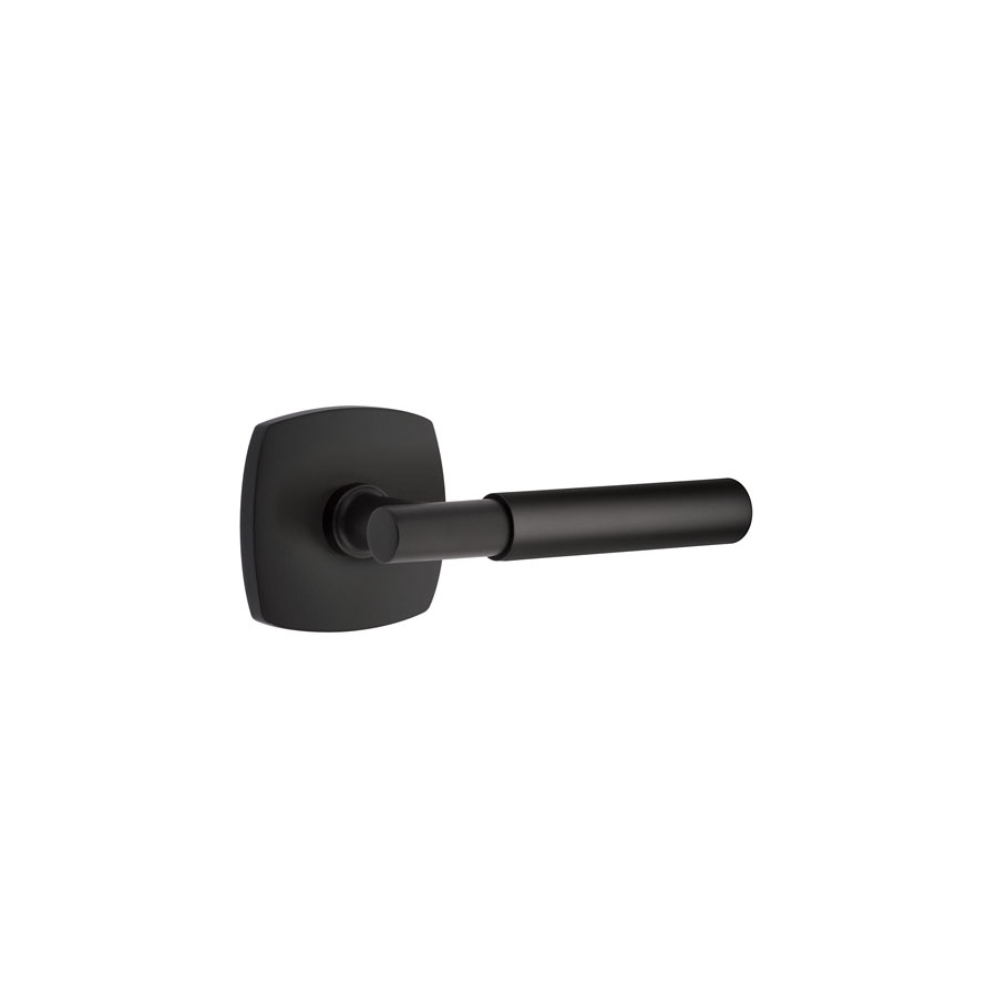 Emtek Myles Modern Brass Lever w/Urban Modern Rosette, Shown in Flat Black