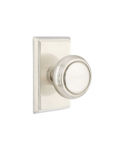 Emtek Hardware Norwich Door Knob w/Rectangular Rosette, Shown In Satin Nickel