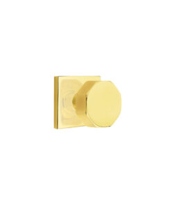 Emtek Octagon Door Knob w/Square Rosette, Shown In Unlacquered Brass