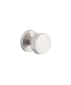 Emtek Octagon Stainless Steel Door Knob w/Disk Rosette, Shown In Brushed Stainless Steel