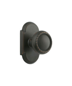 Emtek Hardware Rope Door Knob w/#8 Rosette, Shown In Oil Rubbed Bronze
