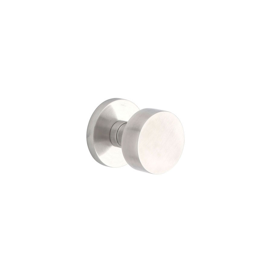 Emtek Round Stainless Steel Door Knob w/Disk Rosette, Shown In Brushed Stainless Steel - Image 2