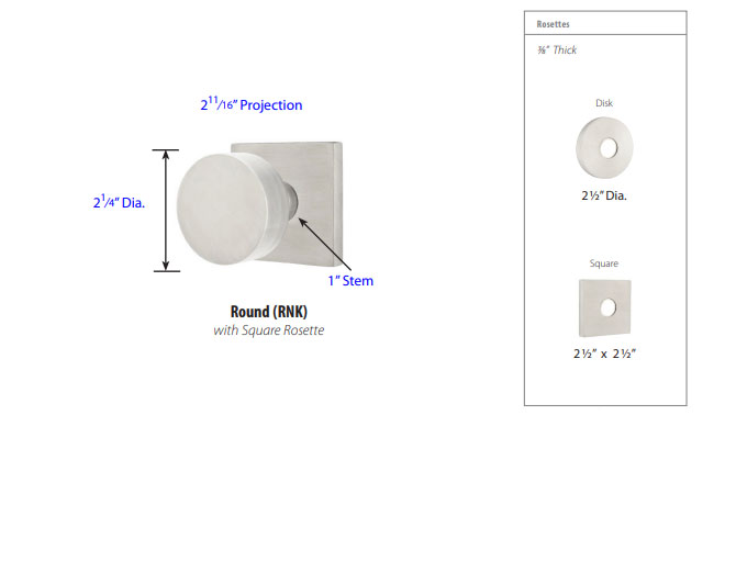 Emtek Round Stainless Steel Door Knob w/Disk Rosette, Shown In Brushed Stainless Steel - Image 4
