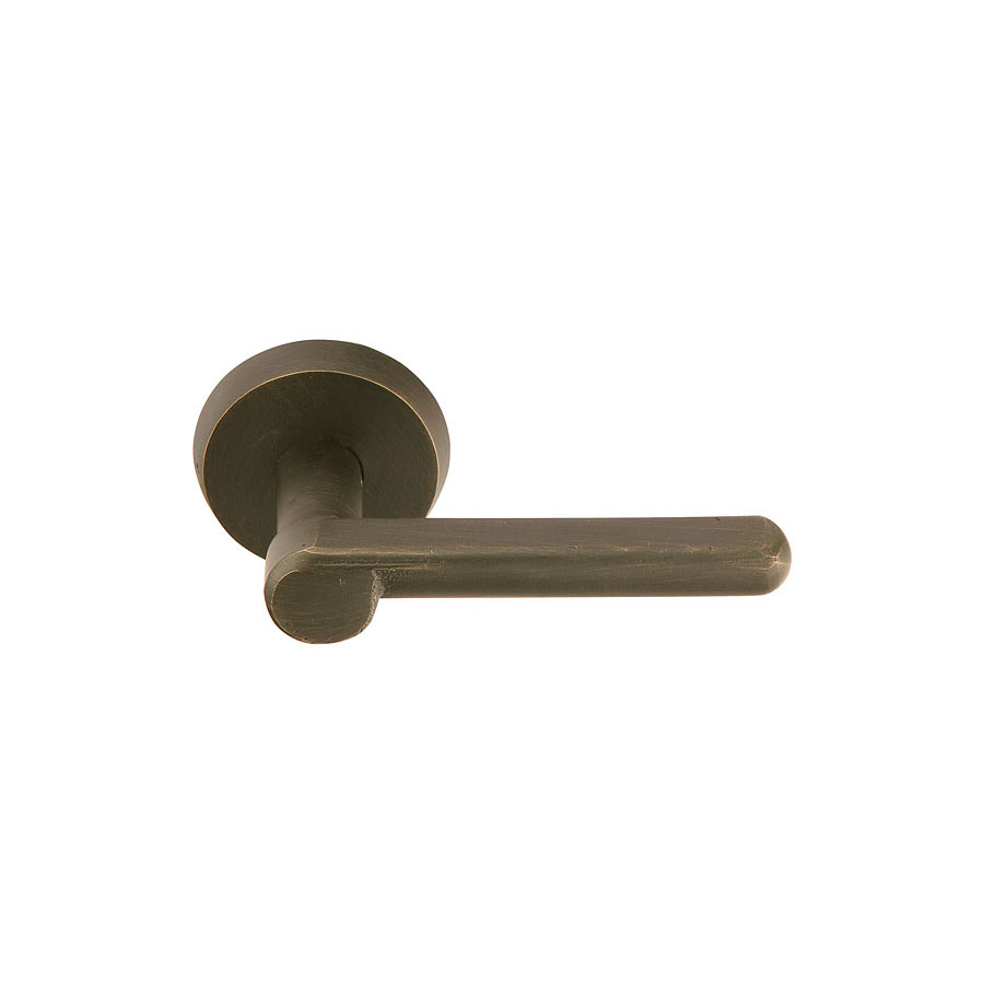 Emtek Hardware Sandcast Bronze Aurora Door Lever w/#2 Rosette, Shown In Medium Bronze
