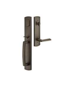 Emtek Hardware Sandcast Bronze Brighton Tubular Entryset w/Lariat Lever Shown In Medium Bronze