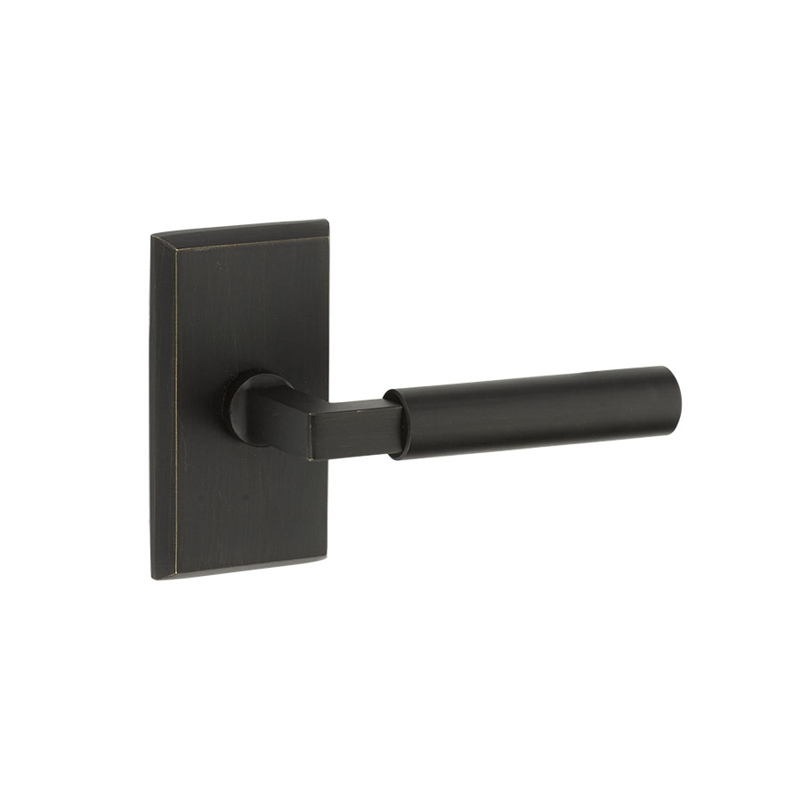 Emtek Hardware Sandcast Bronze Bryce Door Lever w/#6 Rosette, Shown In Flat Black - Image 2