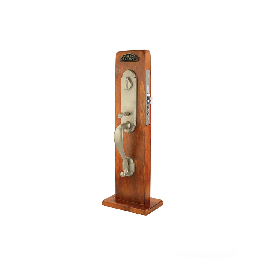 Emtek Hardware Sandcast Bronze Cheyenne Mortise Entryset, Shown In Tumbled White Bronze