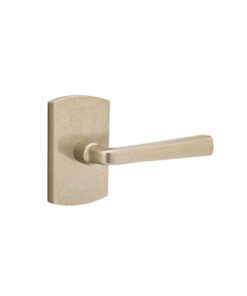 Emtek Hardware Sandcast Bronze Cimarron Door Lever w/#4 Rosette, Shown In Tumbled White Bronze