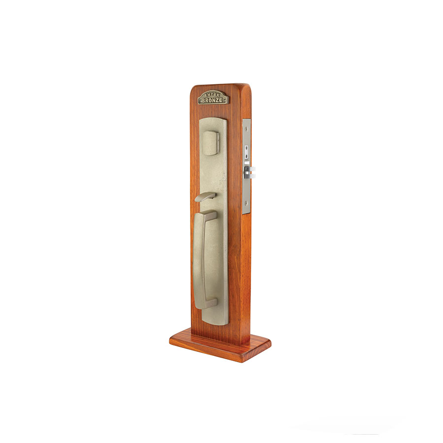 Emtek Hardware Sandcast Longmont Mortise Entryset, Shown In Medium Bronze - Image 2