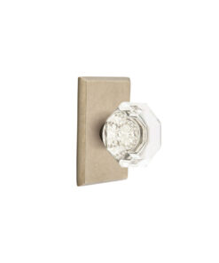 Emtek Hardware Bronze Old Town Crystal Clear Door Knob w/#3 Rosette, Shown In Tumbled White Bronze