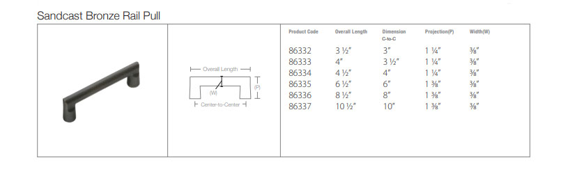 Emtek Hardware 86335, Sandcast Bronze Rail Cabinet Pull, 6" C-C. Shown In Flat Black - Image 6