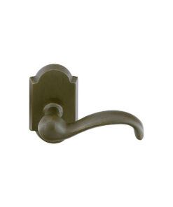 Emtek Hardware Sandcast Bronze Teton Door Lever w/#1 Rosette, Shown In Medium Bronze
