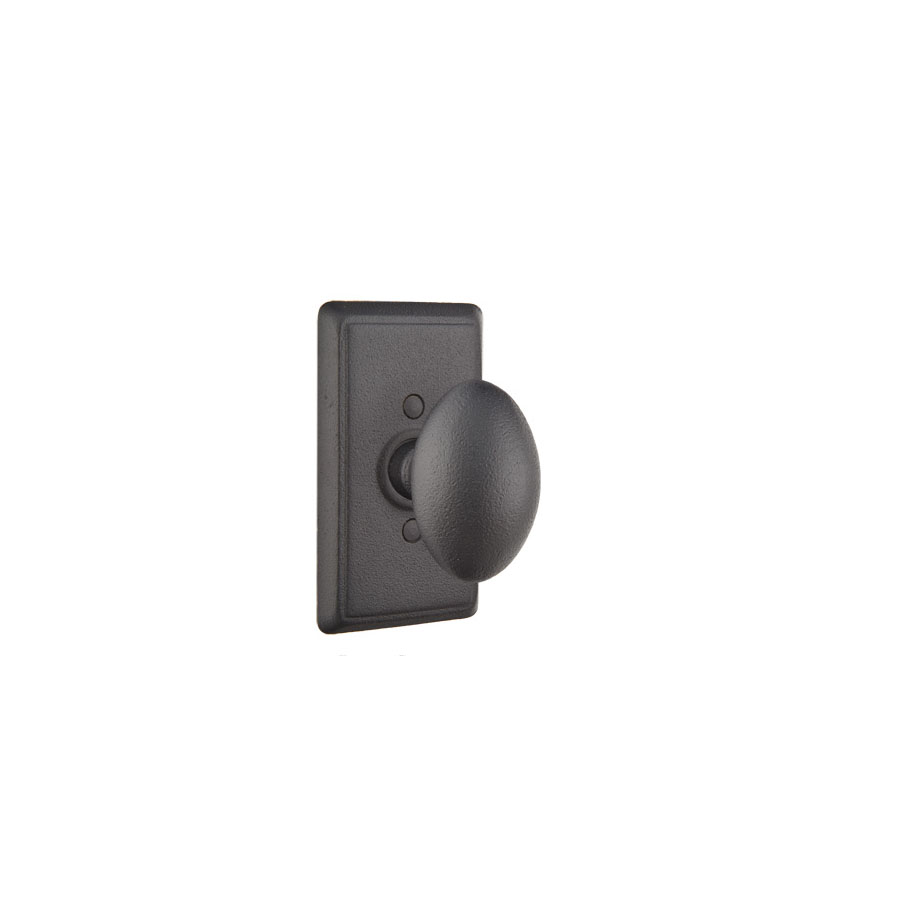 Emtek Hardware Savannah Black Wrought Steel Door Knob w/#3 Rosette, Shown In Flat Black Steel - Image 5
