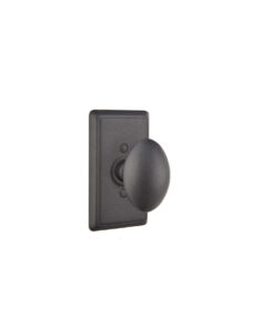 Emtek Hardware Savannah Black Wrought Steel Door Knob w/#3 Rosette, Shown In Flat Black Steel