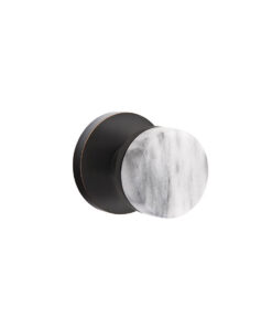 Alternative view of Emtek Select Conical White Marble Door Knob w/Neos Rosette & Conical Stem Shown In Flat Black