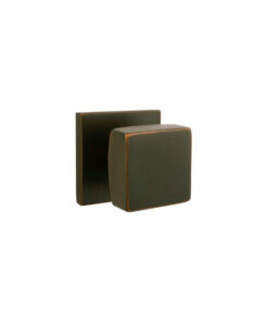 Emtek Square Door Knob w/Square Rosette, Shown In Oil Rubbed Bronze