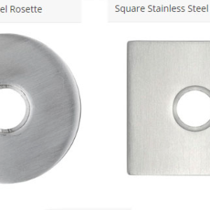 Alternative view of Emtek Hermes Brushed Stainless Steel Door Lever w/Disk Rosette, Shown In Brushed Stainless Steel