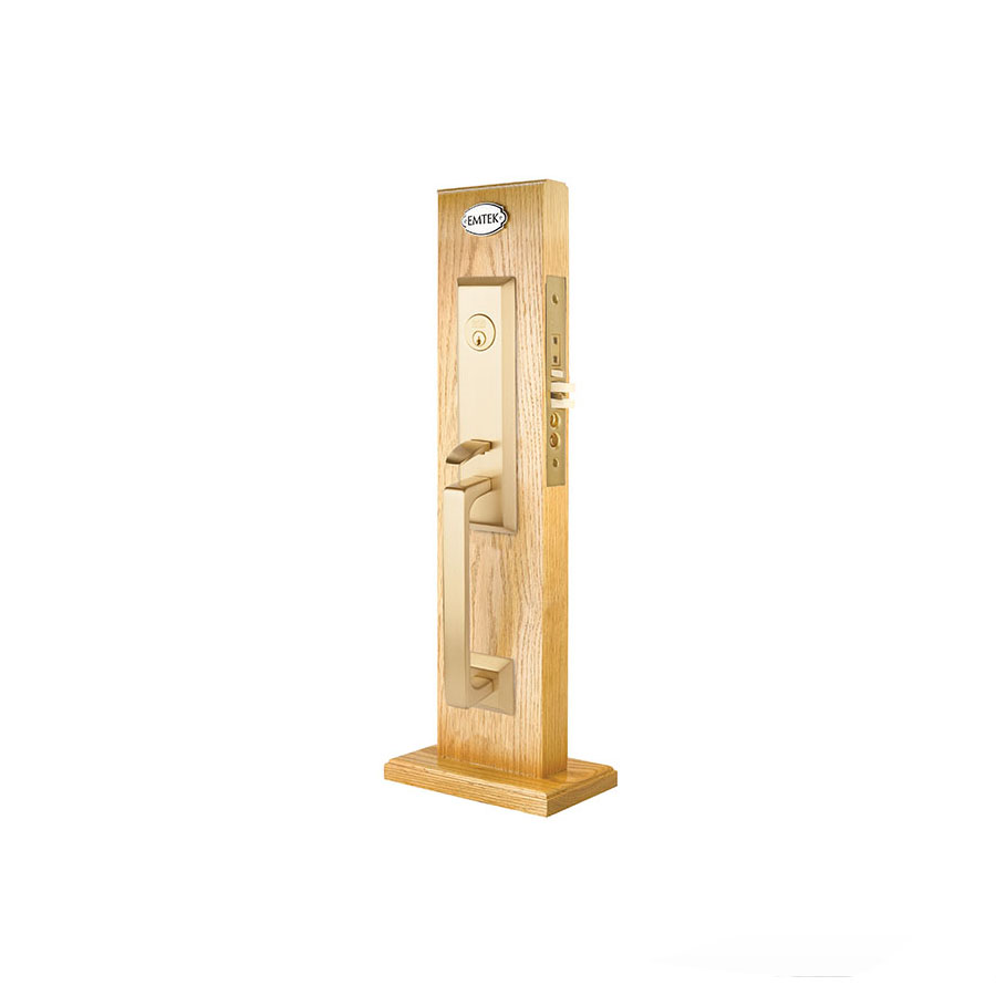 Emtek Hardware Brass Transitional Heritage Mortise Entryset, Shown In Satin Brass