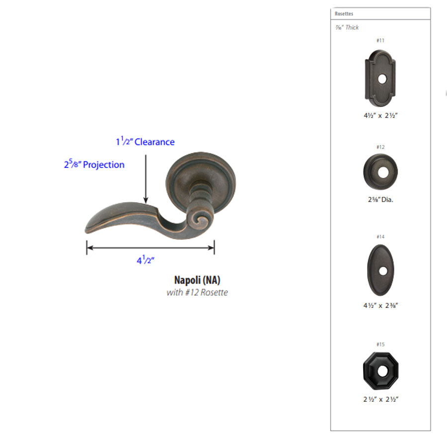 Emtek Hardware Napoli Tuscany Bronze Door Lever w/#12 Rosette, Shown In Medium Bronze - Image 3