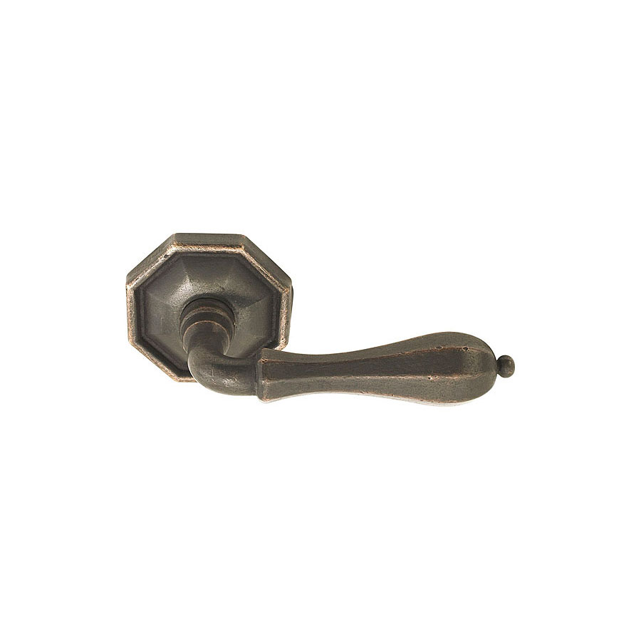 Emtek Hardware Octagon Tuscany Bronze Door Lever w/#15 Rosette, Shown In Medium Bronze