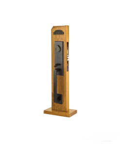 Emtek Hardware Sandcast Bronze Rustic Modern Rectangular Mortise Entryset, Shown In Medium Bronze