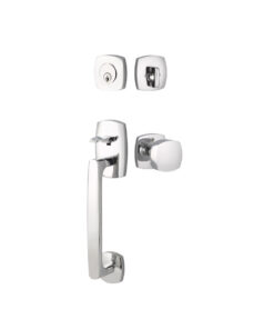 Alternative view of Emtek Urban Modern Sectional Brass Tubular Entry Set w/Freestone Lever Shown In Oil Rubbed Bronze