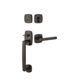 Emtek Urban Modern Sectional Brass Tubular Entry Set w/Freestone Lever Shown In Oil Rubbed Bronze