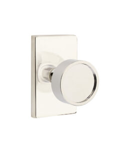 Emtek Verve Door Knob w/Modern Rectangular Rosette, Shown In Polished Nickel