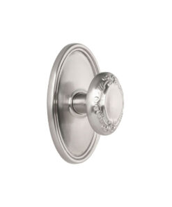 Emtek Hardware Victoria Door Knob w/Oval Rosette, Shown In Satin Nickel