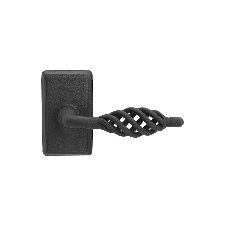 Emtek Hardware Lafayette Wrought Steel Door Lever w/#3 Rosette, Shown In Flat Black