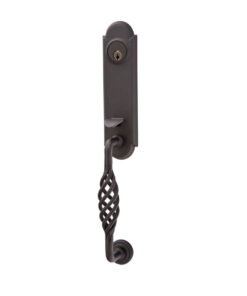 Alternative view of Emtek Wrought Steel Monolith Tubular Entryset Lafayette Grip w/Lafayette Lever  Shown In Satin Steel