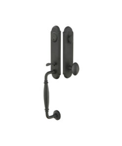 Emtek Wrought Steel Monolith Tubular Entryset Normandy Grip w/Savannah Knob Shown In Flat Black