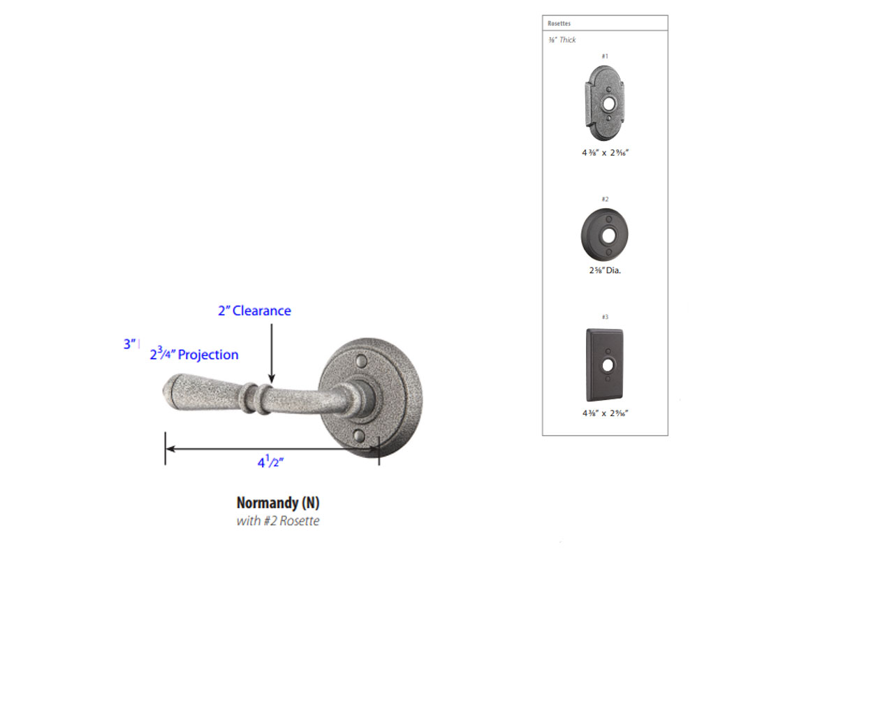 Emtek Hardware Normandy Wrought Steel Door Lever w/#2 Rosette, Shown In Satin Steel - Image 4